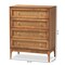 Baxton Studio Ramiel MidCentury Modern Ash Walnut Finished Wood and Rattan 4Drawer Chest 215-12426-ZORO - alternate 8